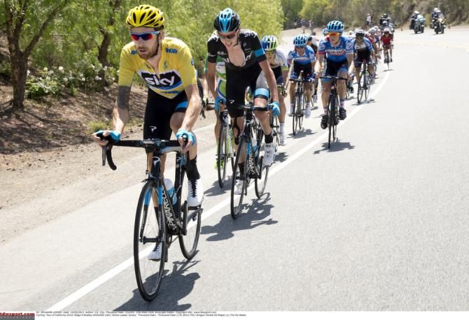 Bradley Wiggins on the front of the Sky train