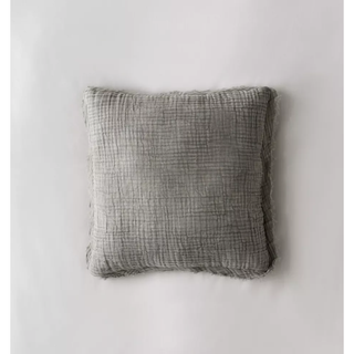 grey textured gauze pillow