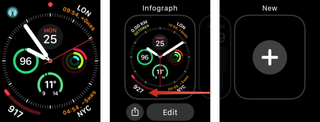 Add Watch Face via Apple Watch: Long press on watch face, swipe from right to left, tap on New.