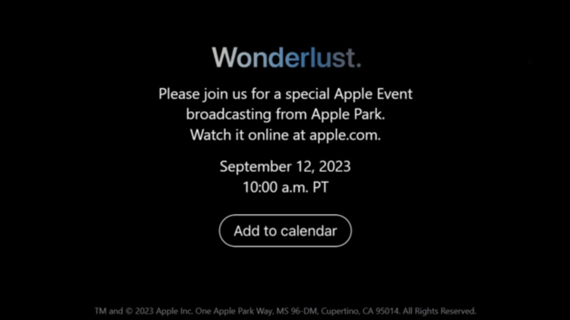 iPhone Wonderlust Приглашение на мероприятие Apple