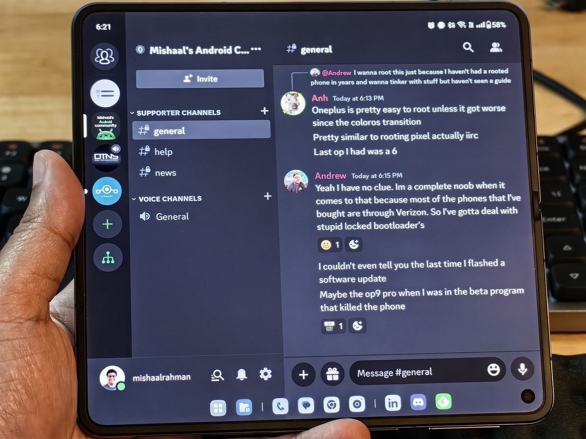 Using Discord in landscape mode on the OnePlus Open