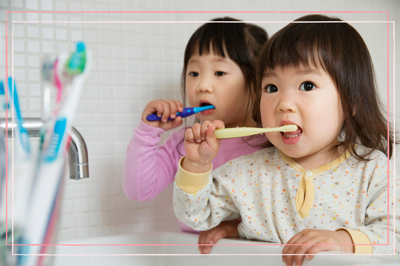 Toddler brushing teeth