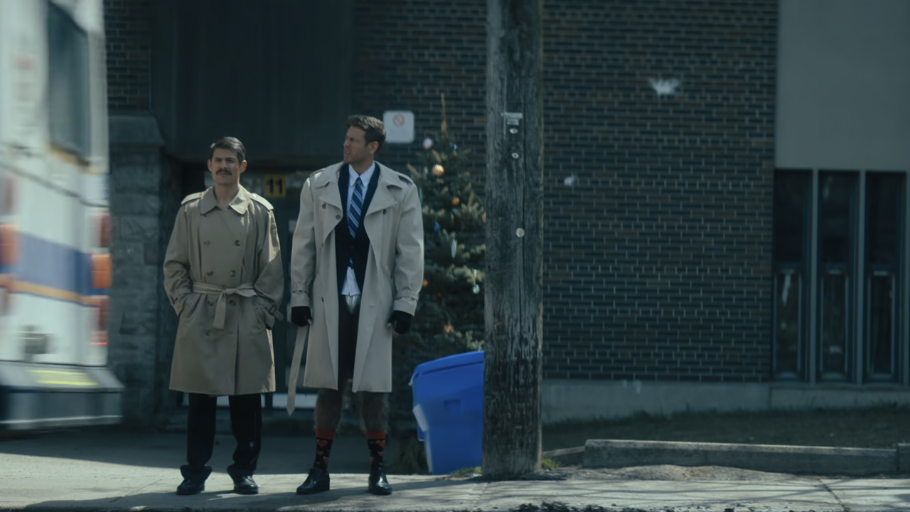 Umbrella Academy Season 4 Episode 6 Diego and Luther in trench coats