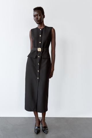 Midi Crepe Belt Dress