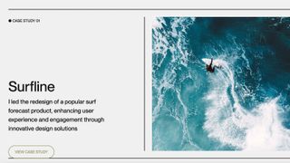 Screengrab of Dan Machado case study featuring photo of surfing