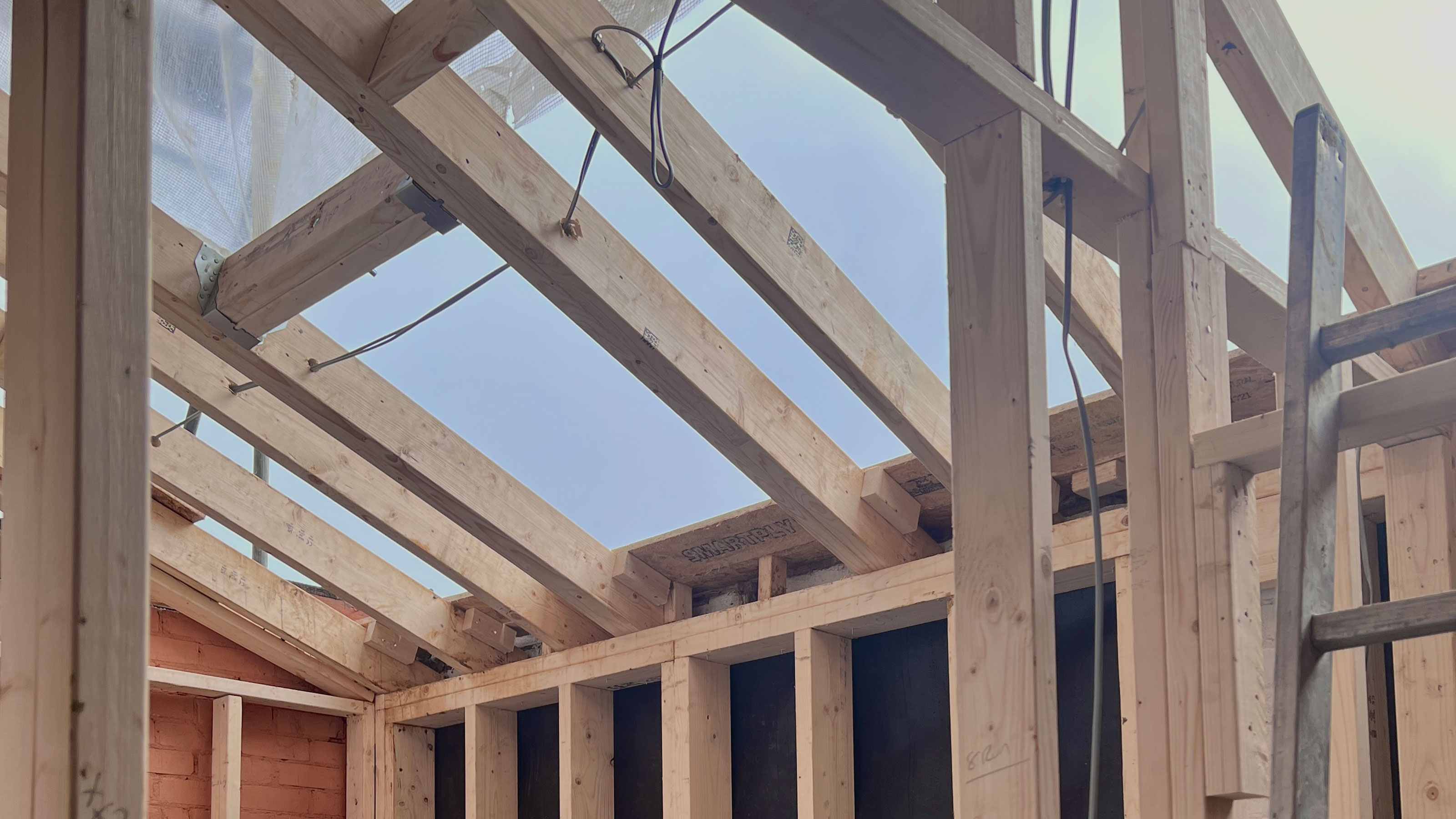 Renovation in progress showing structure of roof