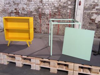 Storage compartment by German designer Karoline Fesser and 'Fragment' table by Thomas Schnur