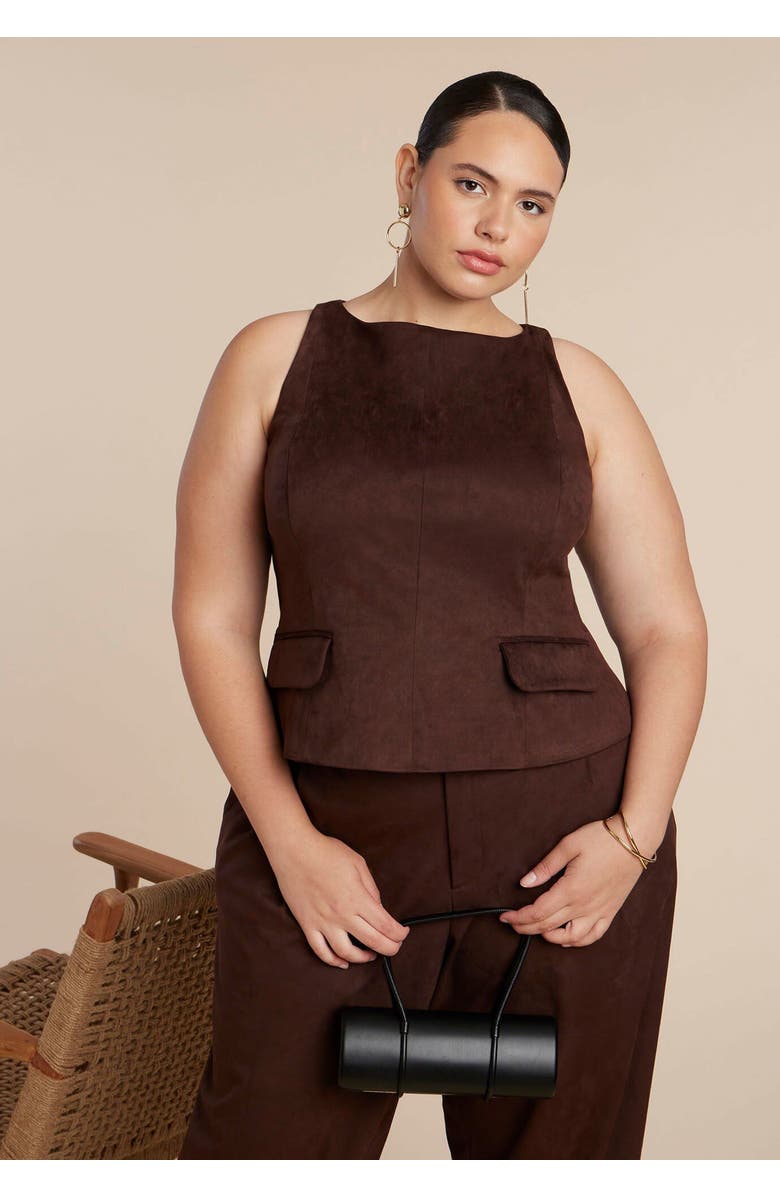 Faux Suede Flap Top