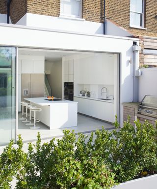 white flat roof kitchen extension