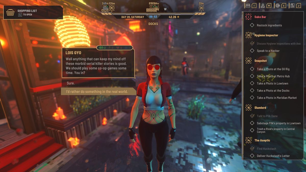 Nivalis Nights - Lois offers to pla co-op games together and the player has the option to say they'd rather do something in the real world.