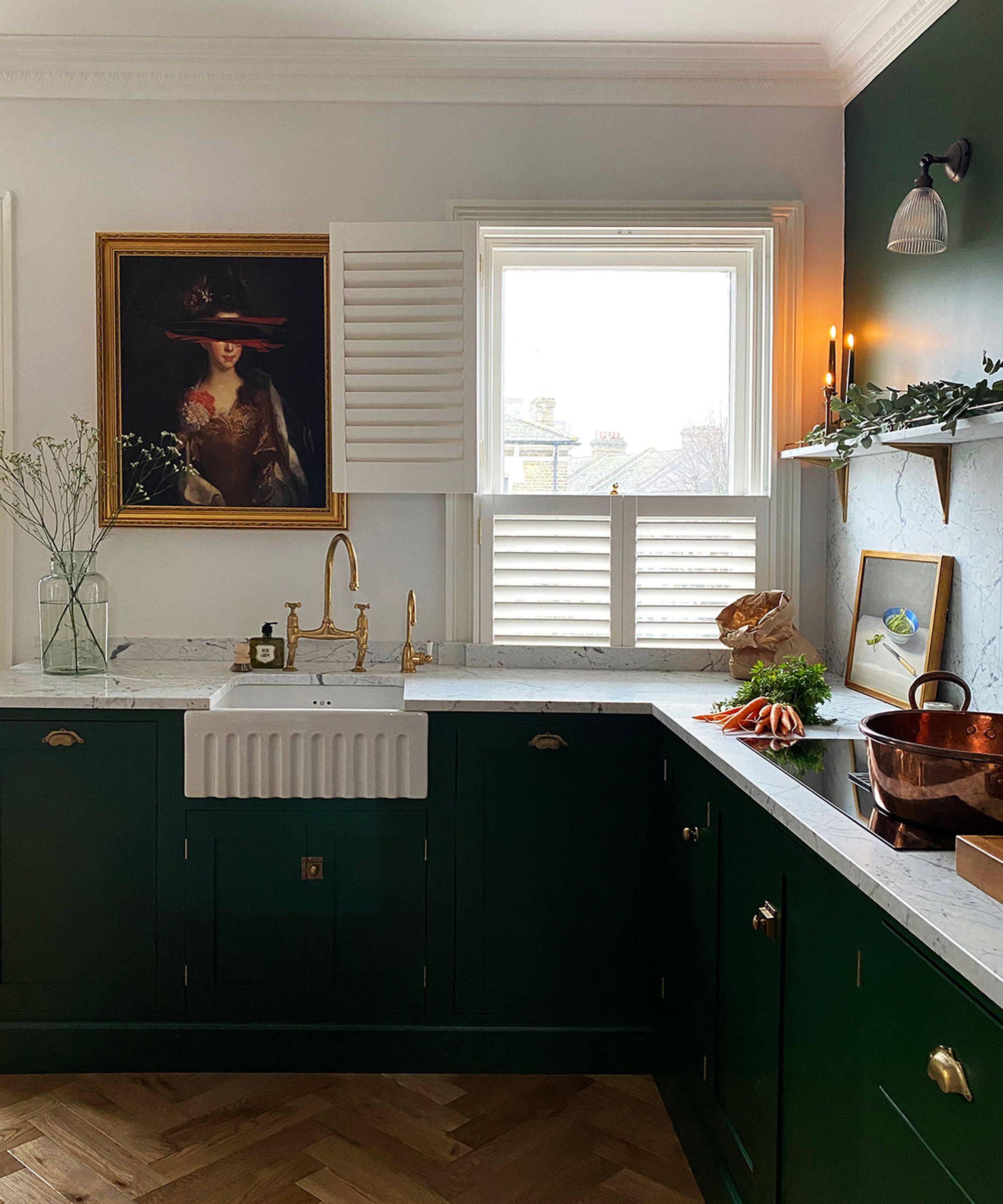 small green kitchen makeover by deVOL