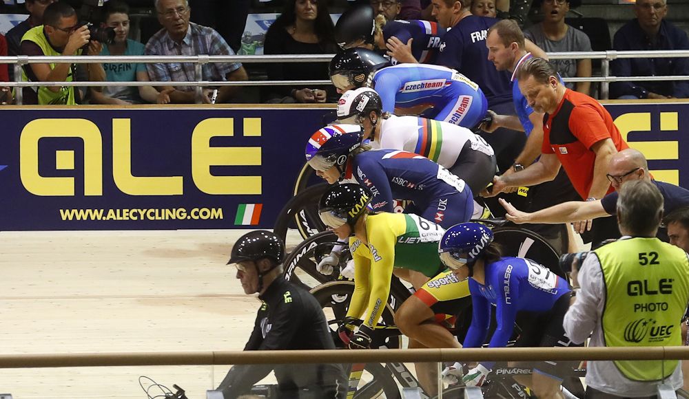 The women's Kierin gets underway