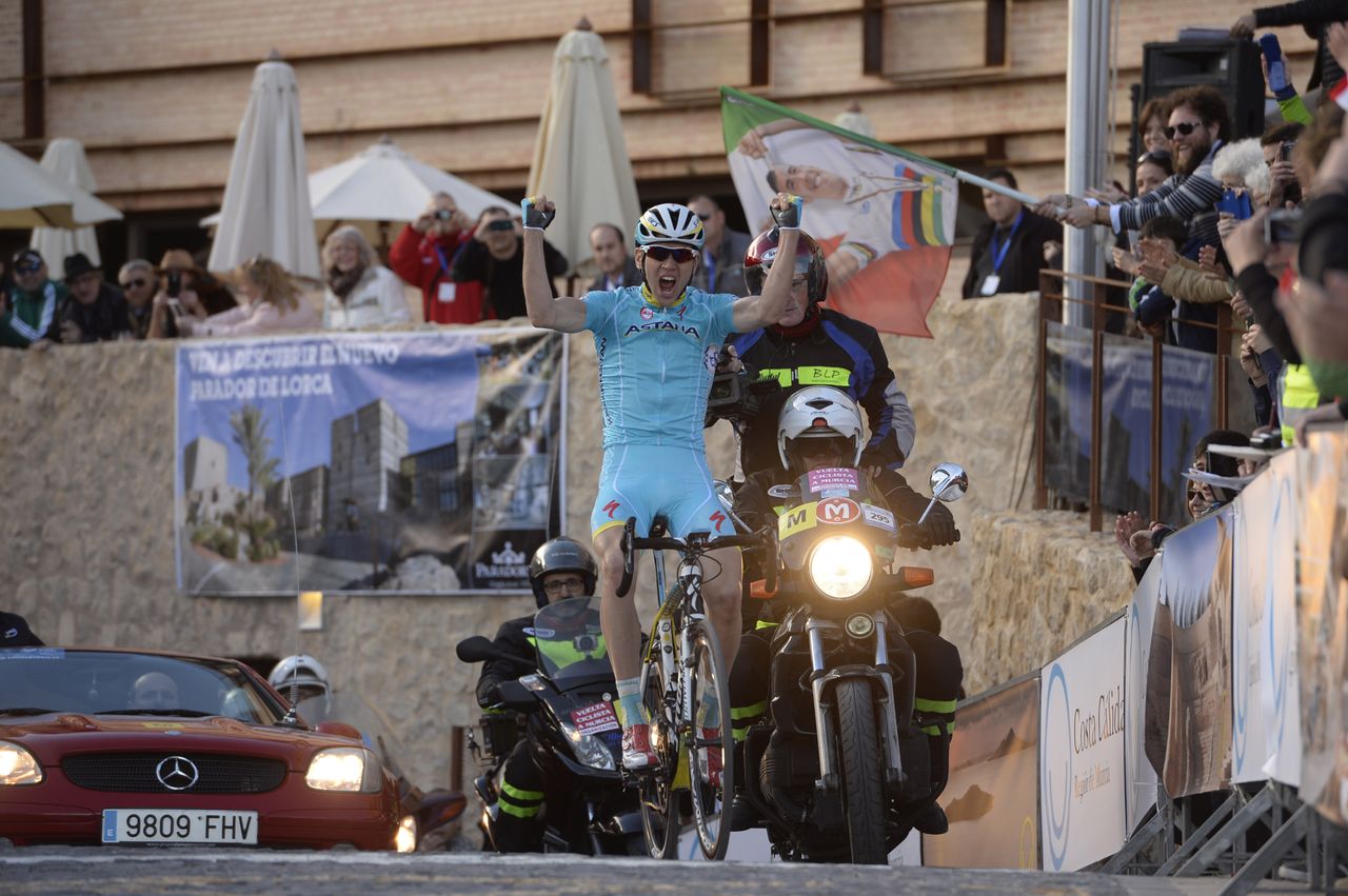Rein Taaram&auml;e (Astana) celebrates as he wins the Vuelta a Murcia