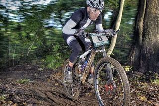 Colby Pearce racing at the Pisgah Mountain Bike Stage race in 2009.