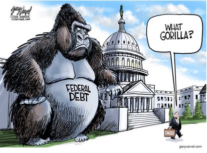 Political cartoon U.S. Congress federal deficit gorilla