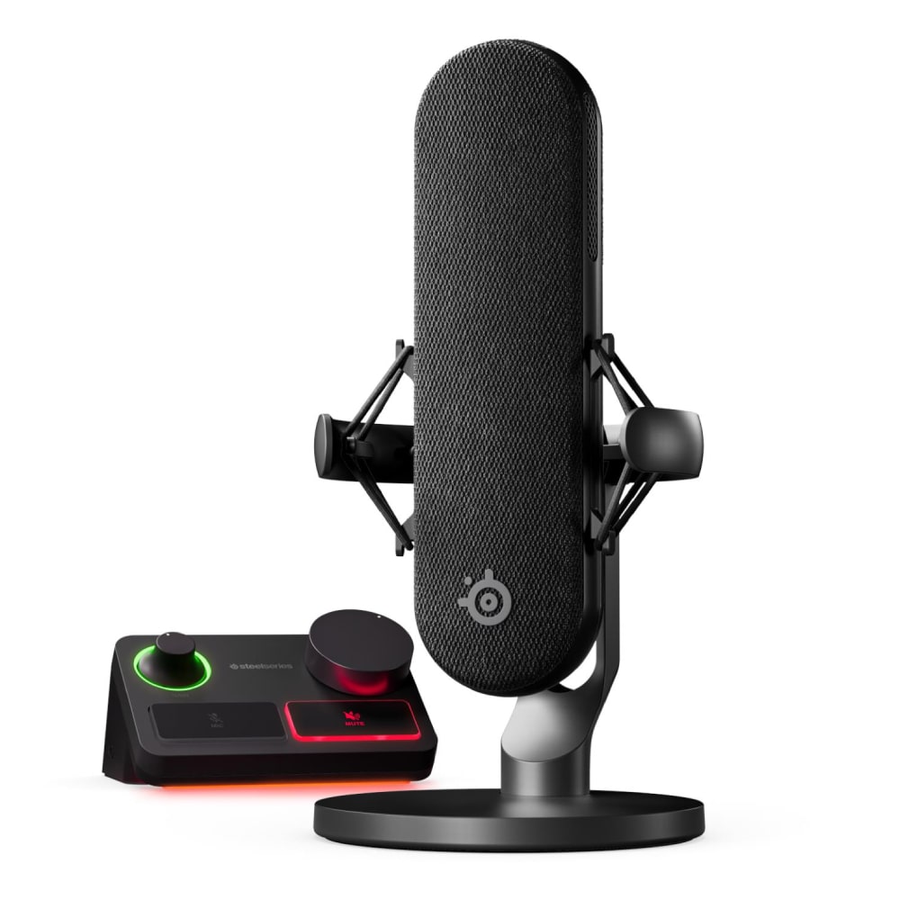 The SteelSeries Alias Pro microphone and Stream Mixer XLR interface against a white background.