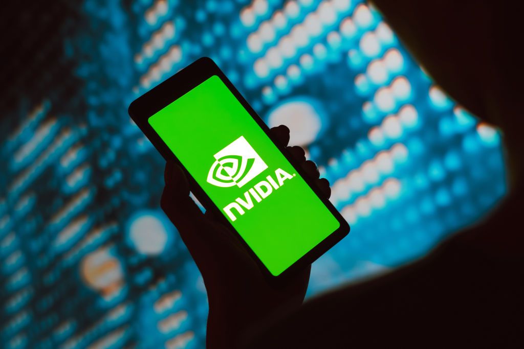 Smartphone displaying Nvidia logo