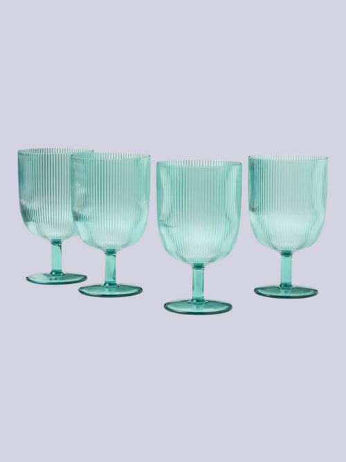 Ribbed Plastic Picnic Wine Glass, Set of 4