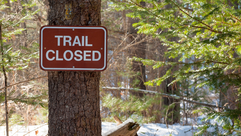 Trail closed sign