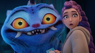 Derpy and Rumi look at something together with a look of concern in KPop Demon Hunters.