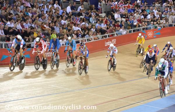 The start of the men's omnium points race