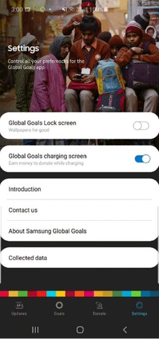 How to turn off ads via Samsung Global Goals