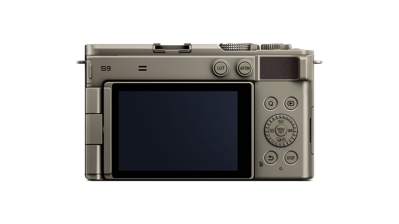 Panasonic Lumix S9 Titanium Gold against a white background
