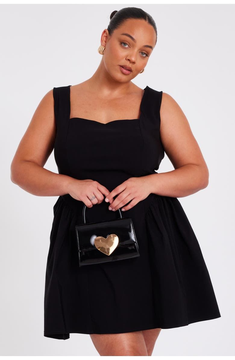 Plus Size Square Neck Drop Waist Mini Dress
