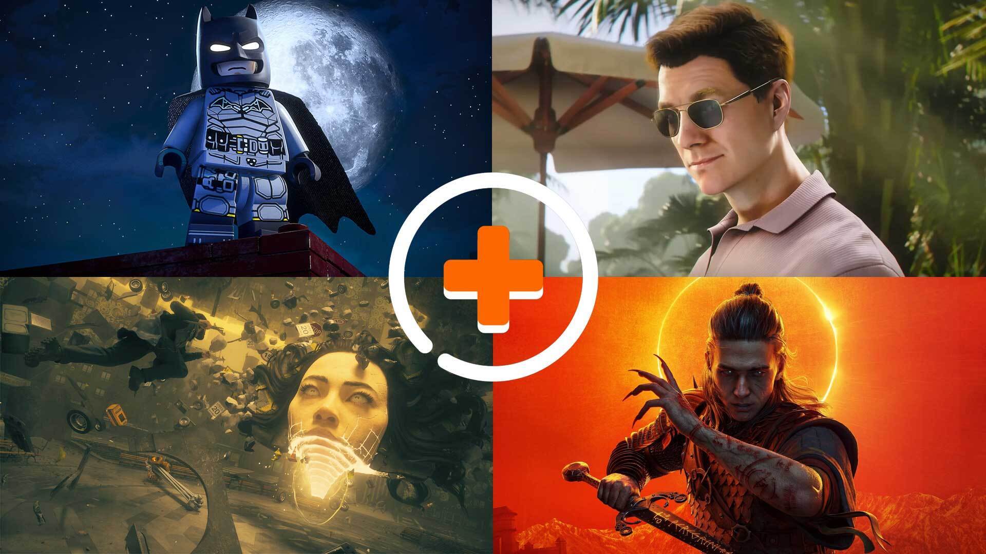 The GamesRadar+ upcoming PC games for 2026 banner image shows Batman standing before a moonlit backdrop in Lego Batman Legacy of the Dark Knight, James Bond in 007 First Light, an abstract woman's face in Control Resonant, and Coen in The Blood of Dawnwalker