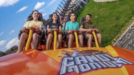 Riders on Candymonium at Hershey Park