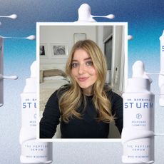 samantha holender on a background of sturm peptide serum