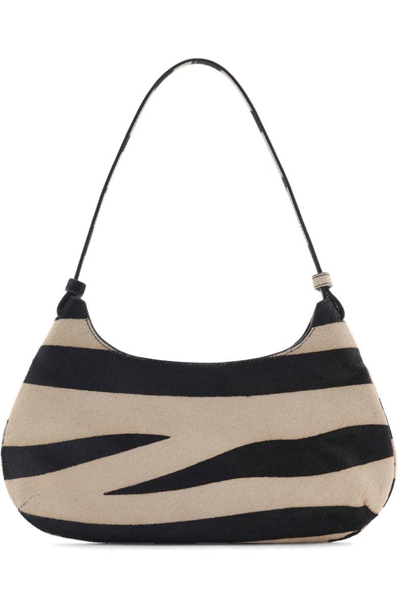 Zebra Stripe Genuine Calf Hair Shoulder Bag