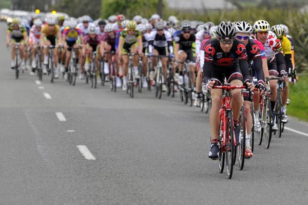 Calder Stewart lead the peloton.