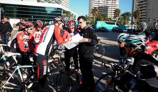 Chris Horner and Alain Gallopin discuss the route.