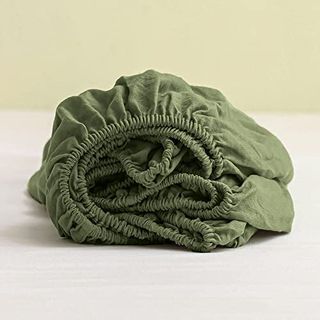 Belgian Flax Bottom Sheet - Olive Green