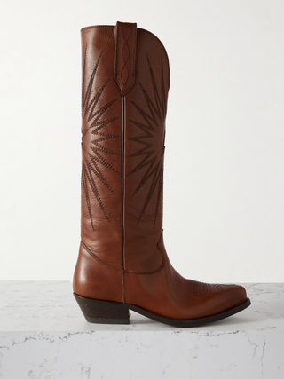 Wish Star Embroidered Leather Cowboy Boots
