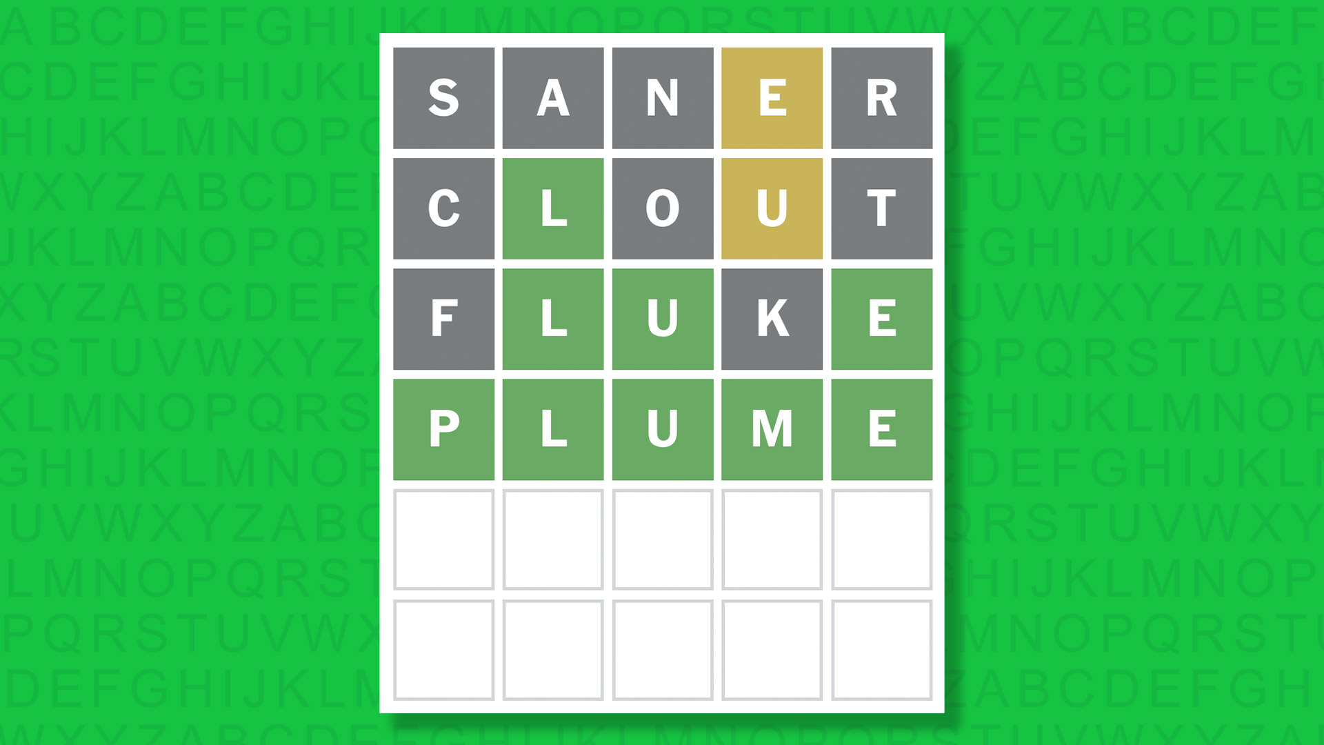 NYT Wordle answer for game 1777 on a green background