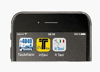 Illustration of a phone showing Taxi cab apps for Salone del Mobile 2018