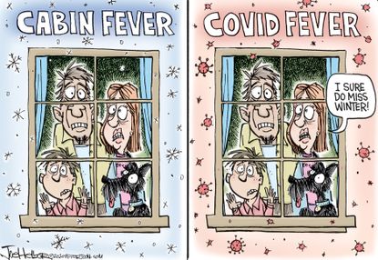 Editorial Cartoon U.S. cabin covid19 fever anxious miss winter