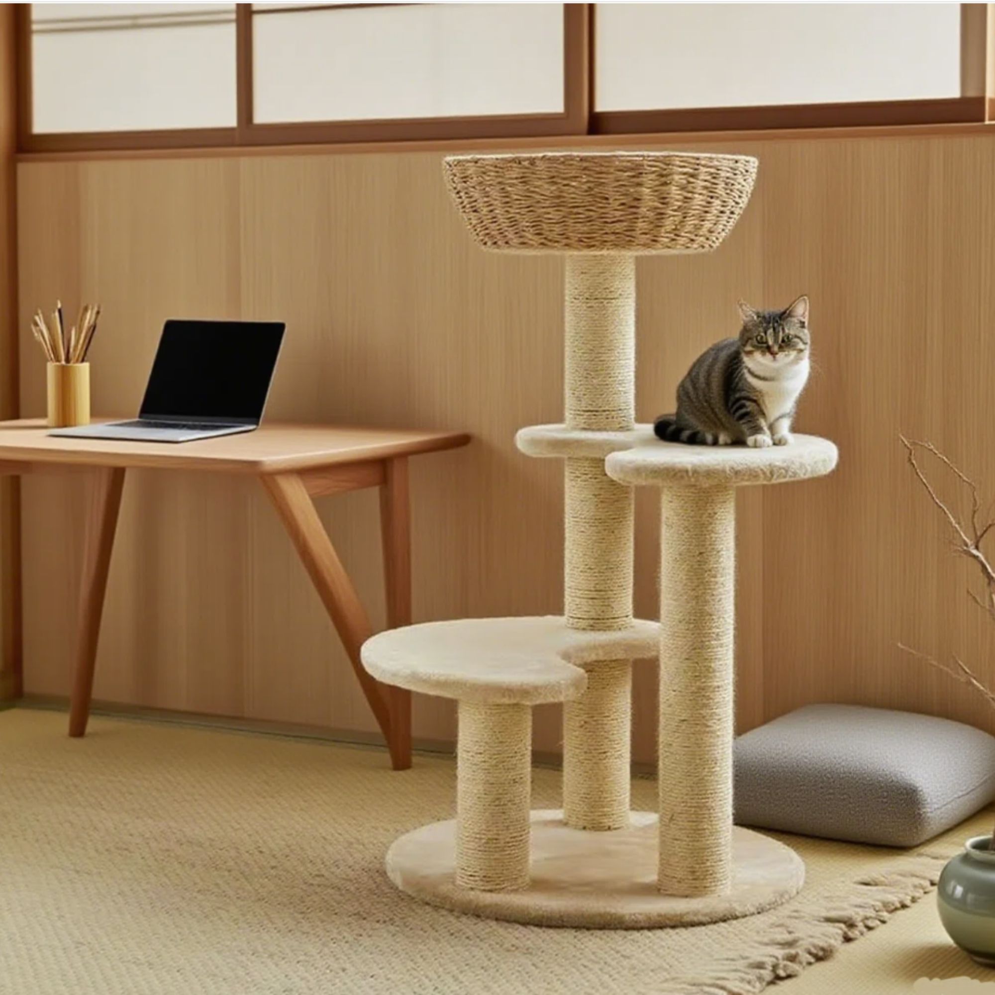 35.43&quot; Hand - Woven Cat Climbing Tree Tower with Scratching Post
