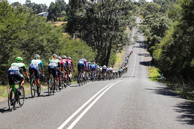 Race leader Michael Woods' EF Education First team line the race out as they take control