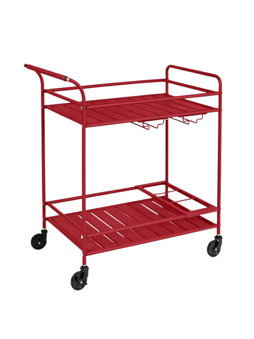2-Tier Rolling Bar Cart Indoor/Outdoor w/ Storage Shelves
