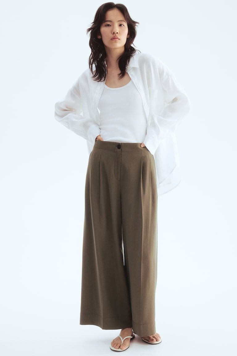 Wide Ankle-Length Trousers