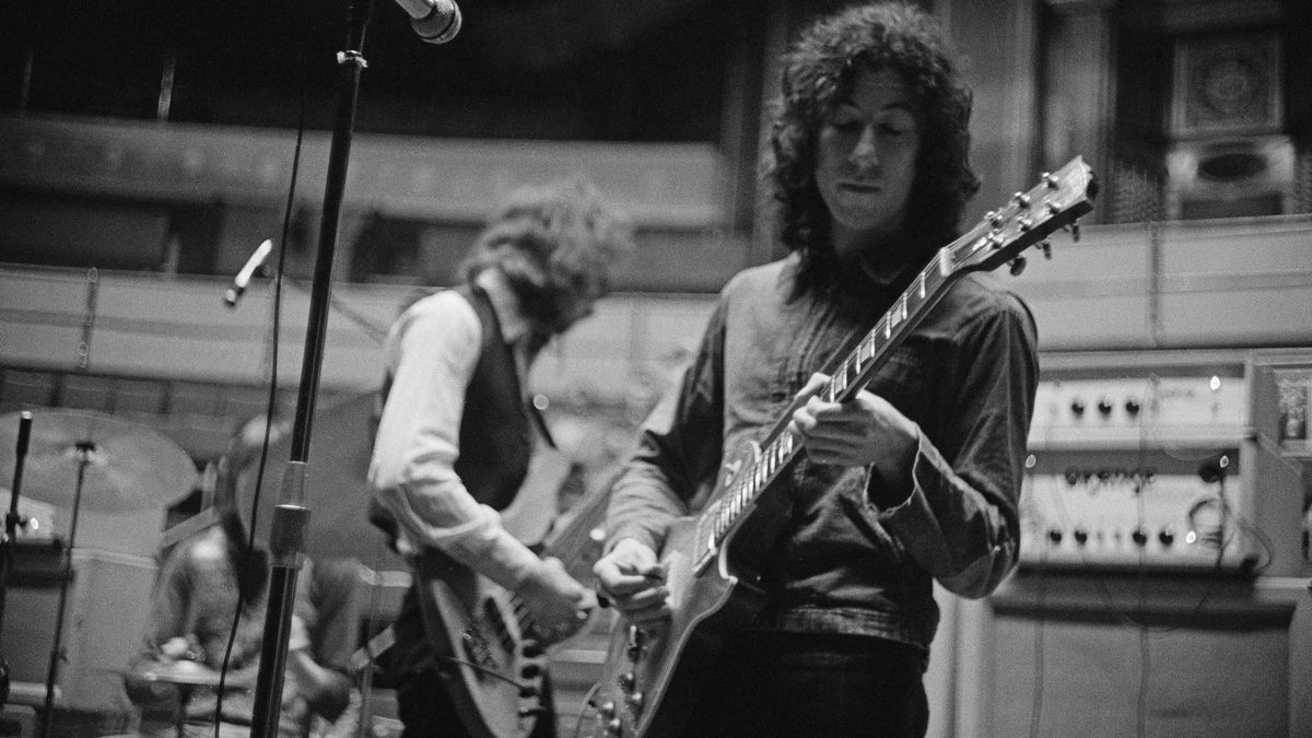 Guitarist Peter Green (right) and bassist John McVie, of British rock group Fleetwood Mac, rehearsing at the Royal Albert Hall, London, 22nd April 1969. 