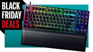 Razer Huntsman V2 TKL keyboard on Black Friday Deals background
