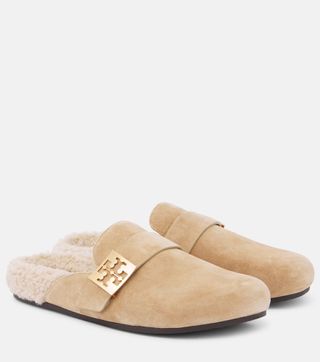 Mellow Shearling-Lined Suede Mules