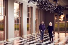 Chris Cox of Cox London and Lois Hunt, who commissioned the chandelier. Photograph: Alun Callender.