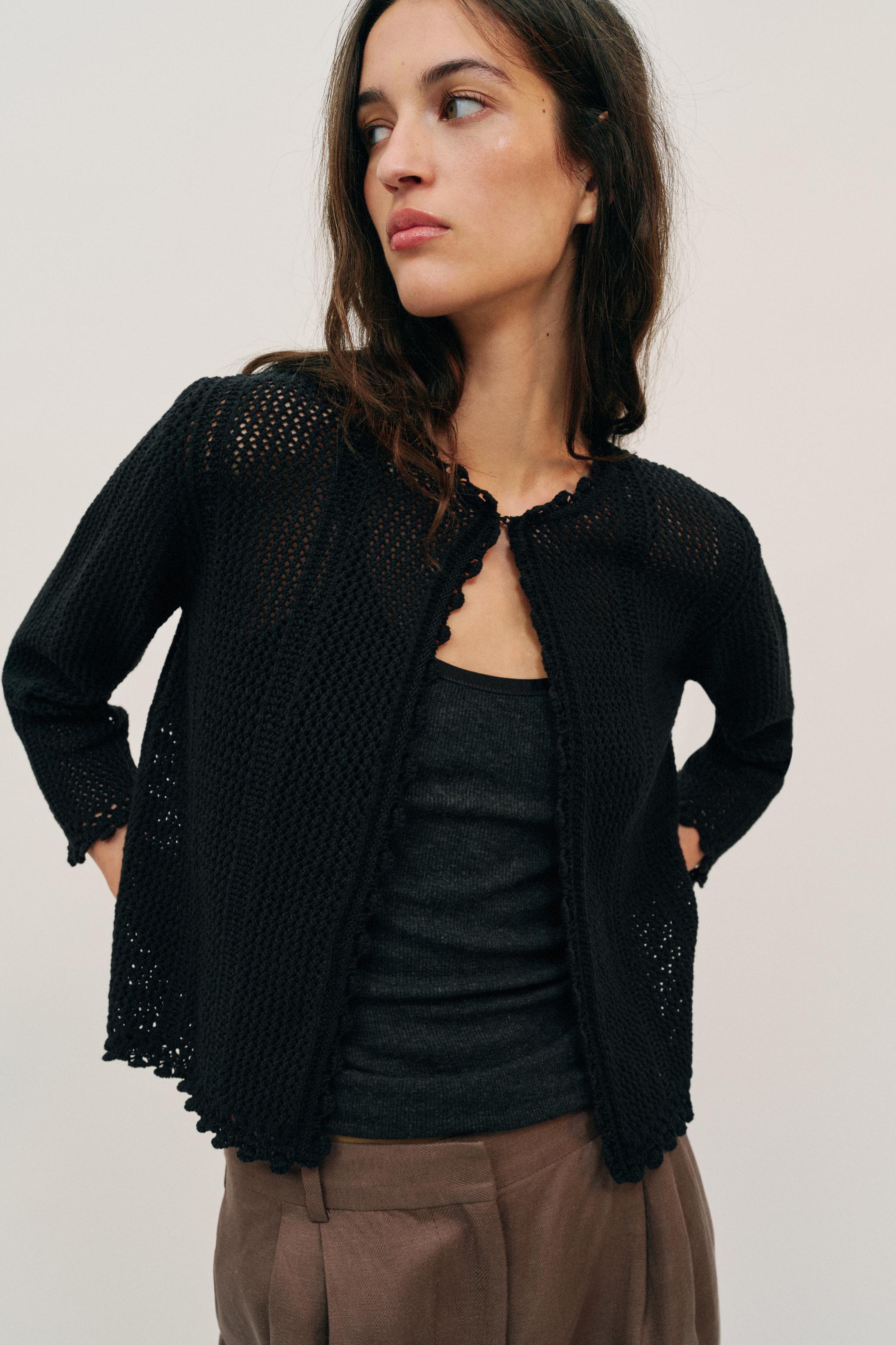 Pointelle Knit Cardigan