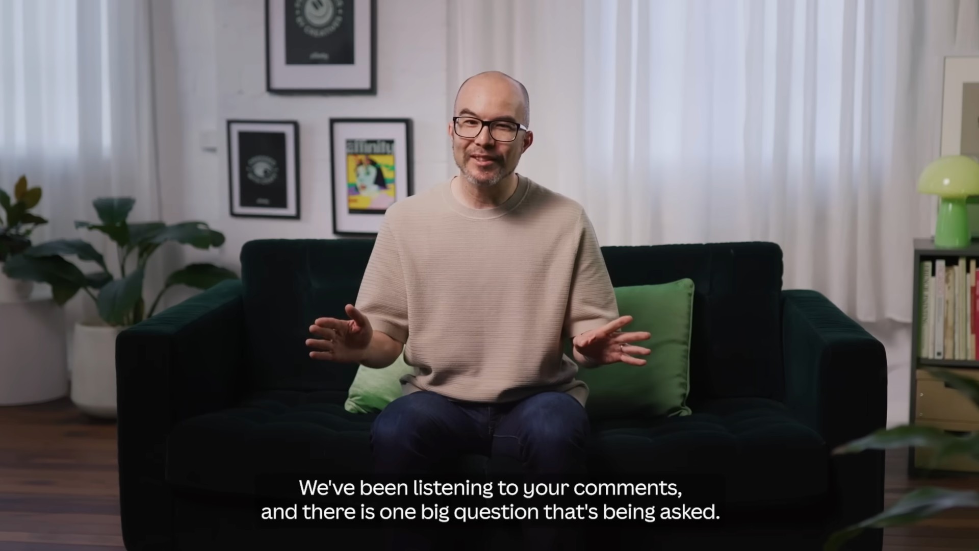 Cameron Adams talking to a camera 