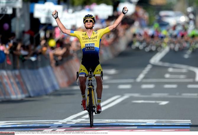 Michael Rogers (Tinkoff-Saxo) savors his first win in the Giro d'Italia